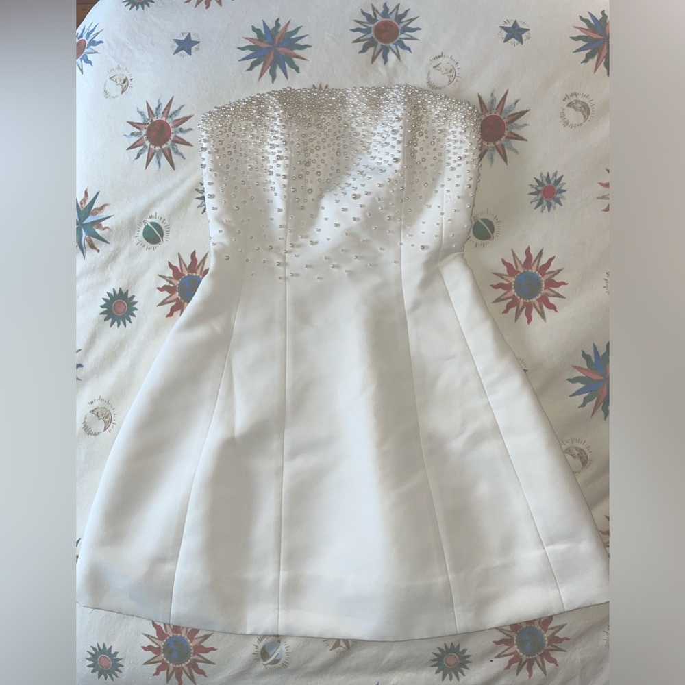 SACHIN & BABI ADRIANNA STRAPLESS PEARL-EMBELLISHED MINI DRESS